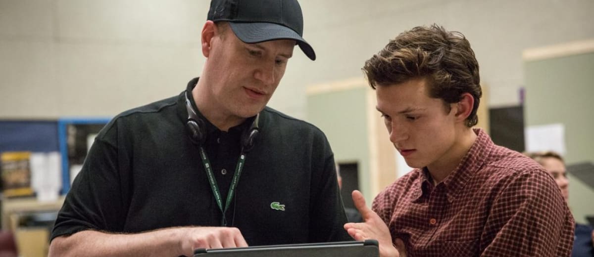 Kevin Feige and Tom Holland