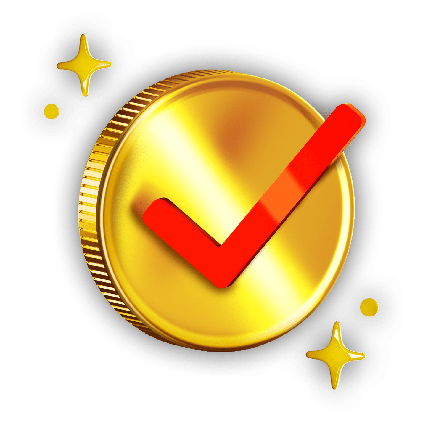 gold coin with check mark