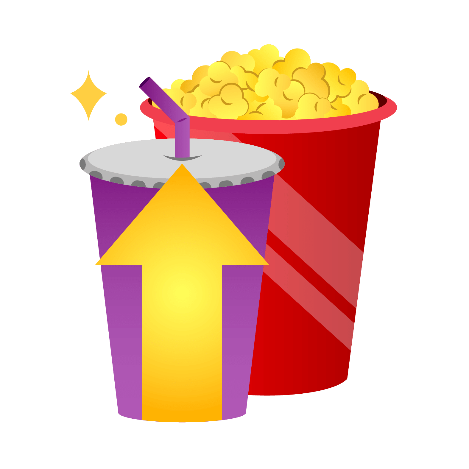 drink and popcorn with up arrow