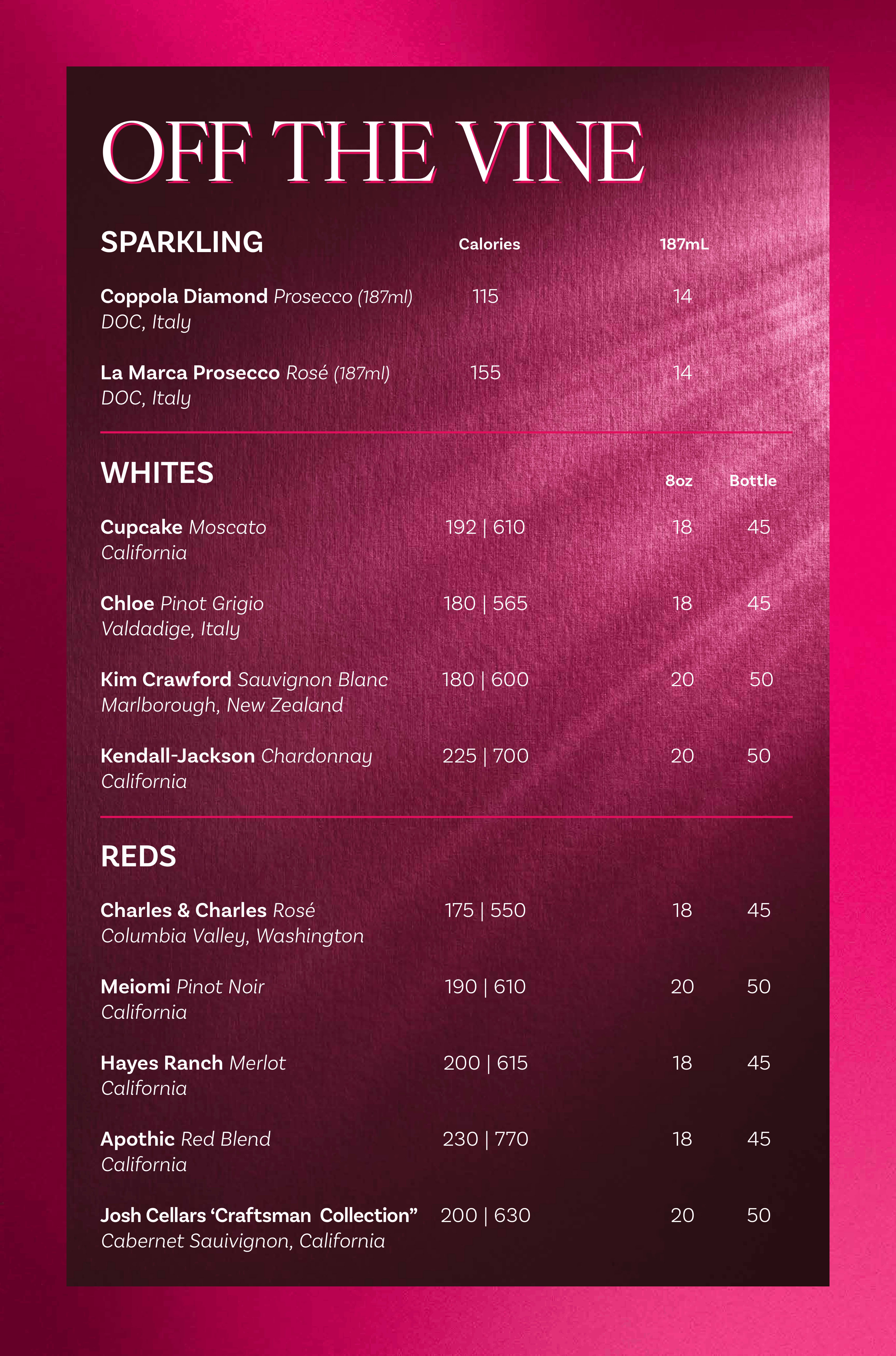 Wine Menu