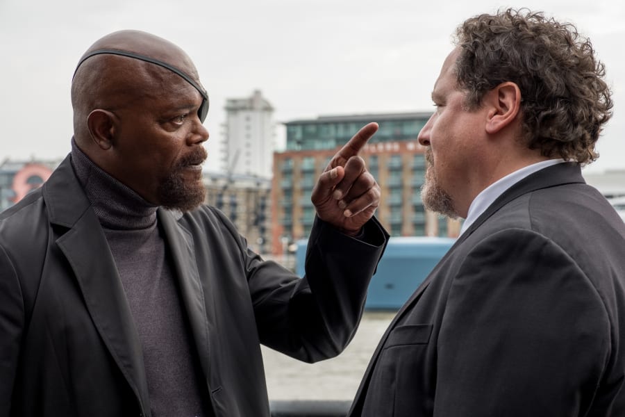 Nick Fury and Happy Hogan in Spider-Man Far From Home